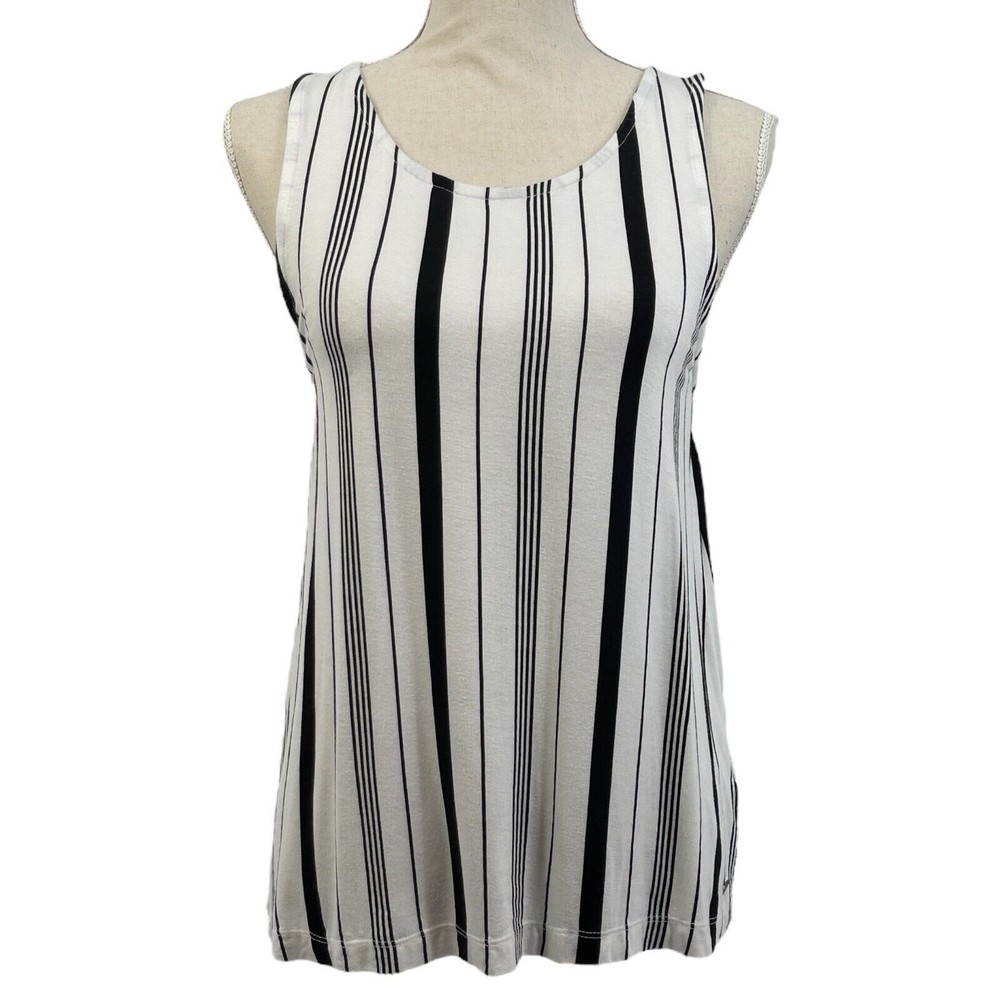 ✨SOLD✨Roxy Vast Sky Black Stripe Strappy Crochet Back Boho Tank Top Womens Med